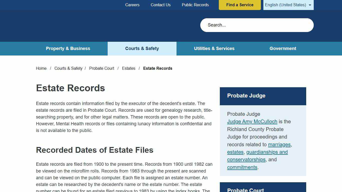 Estate Records | Richland County SC